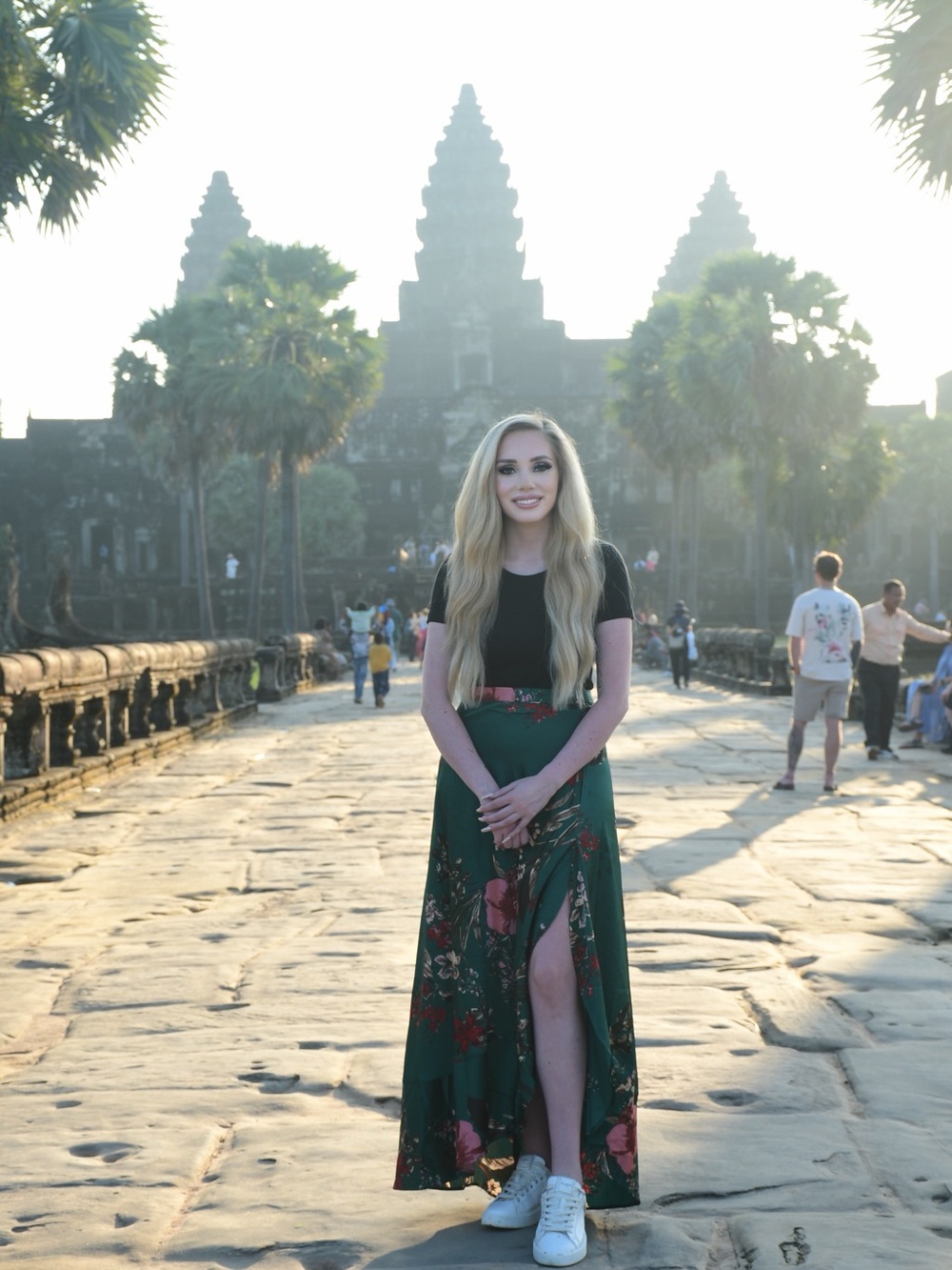 Lulu's Dark Green Floral High-Low Skirt
